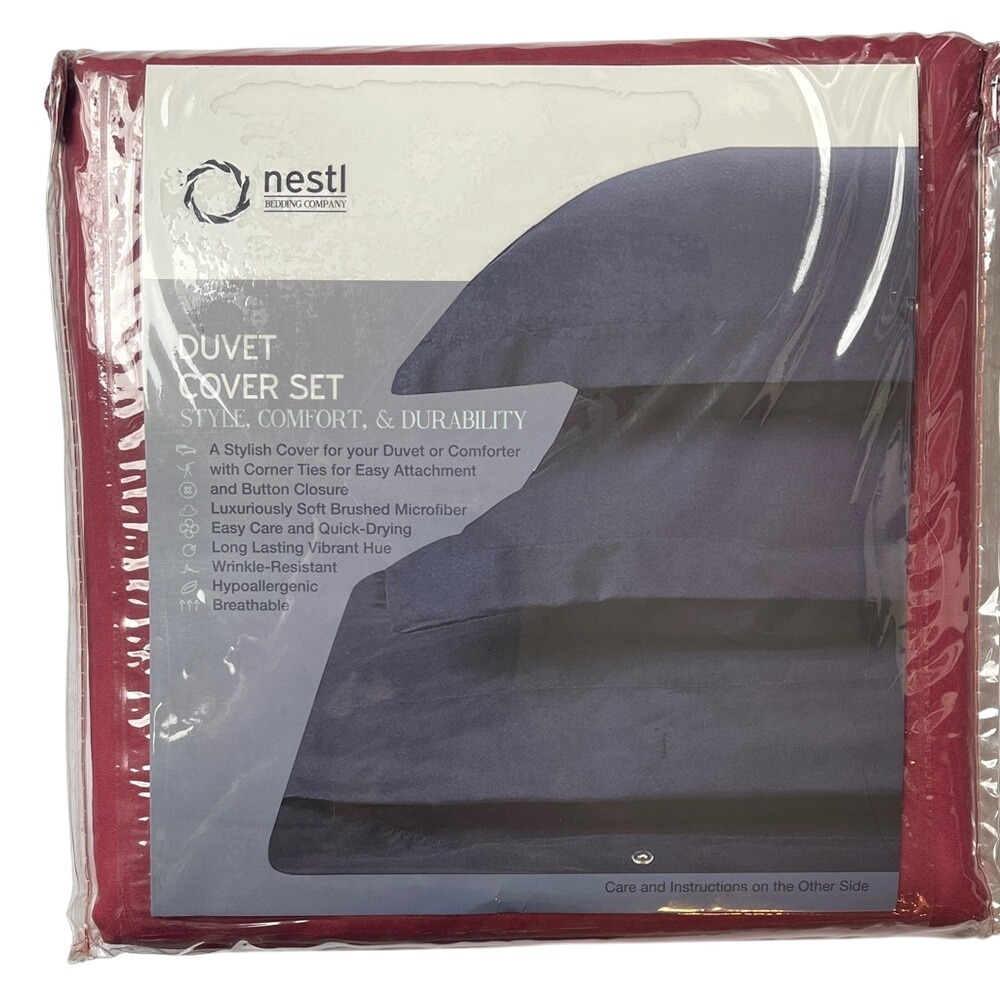 Nestl Burgandy Red Duvet Cover Set California King NEW‎